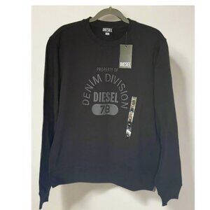 Diesel S-Ginn-E17 Mens XL Black Sweatshirt Denim Division